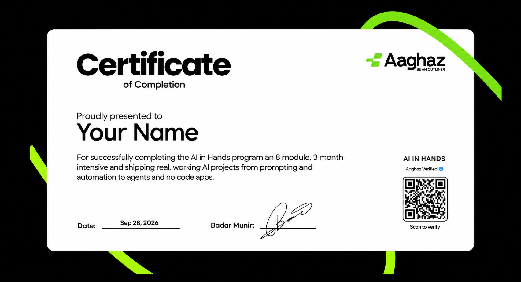 Aaghaz AI Certificate of Completion
